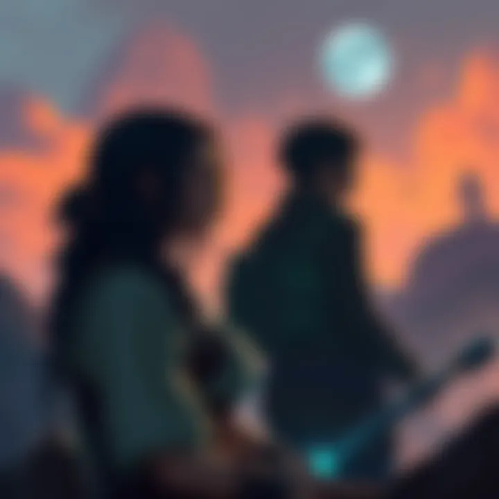 Natla observing Lara and Pierre Immortal goddess Natla watches as Lara and Pierre embark on a quest to find the scion pieces, showcasing her distant interest in the mission.