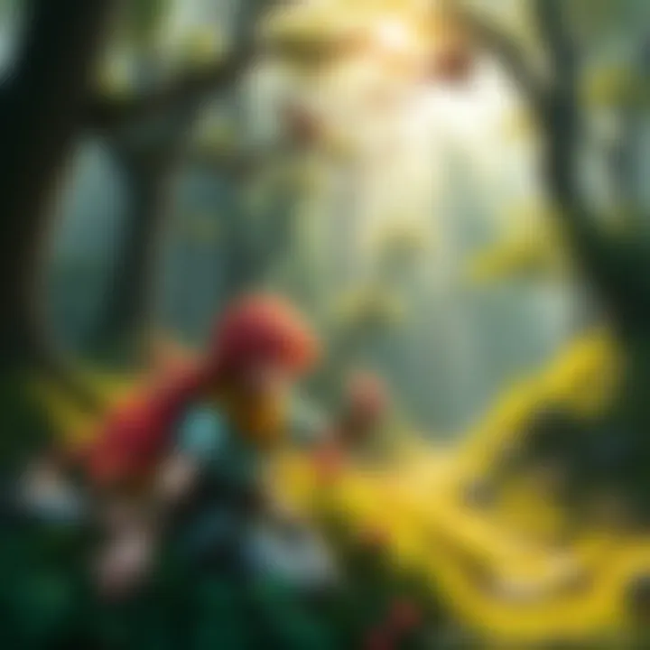 A vibrant forest scene showcasing new quest elements with lush greenery and mystical elements