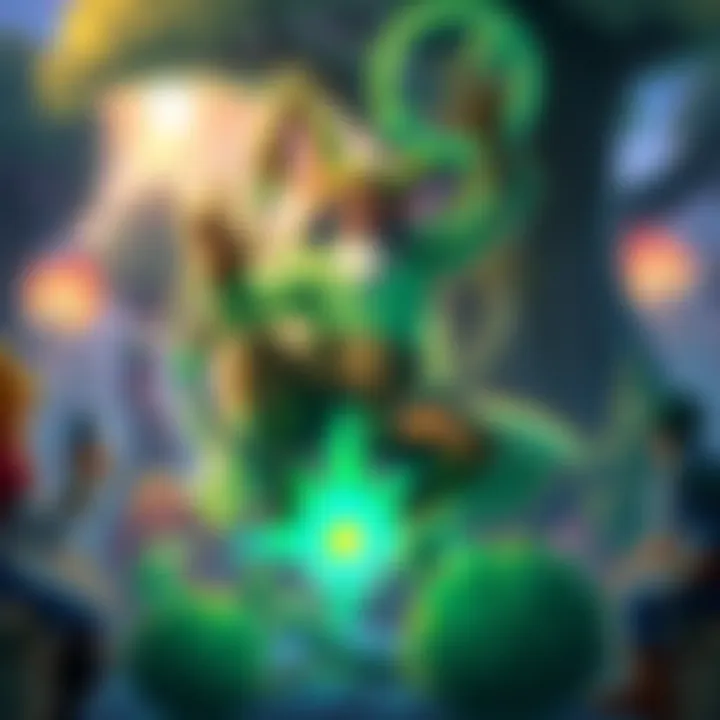 Nature's Prophet character surrounded by trees and plants, showcasing his abilities with sprout leashes and healing features, while players express their opinions in the background.