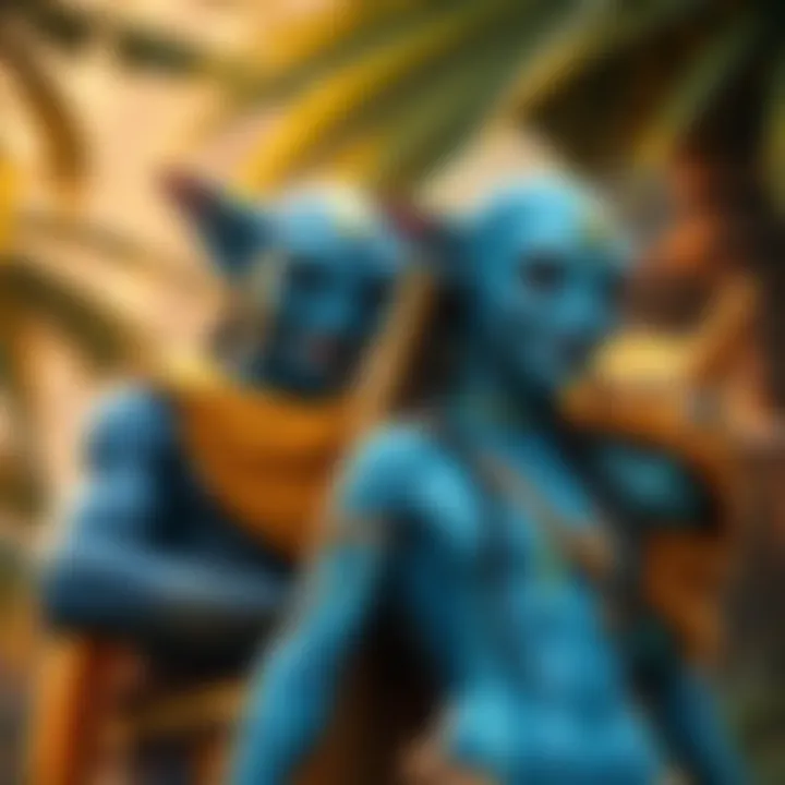 Speed shares a joyful moment with Na'vi characters against a tropical backdrop during his trip to Trinidad.