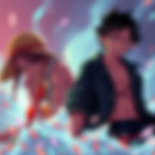 Navia and Luffy Art Collaboration An artistic representation of Navia and Luffy merging their unique styles in a creative project