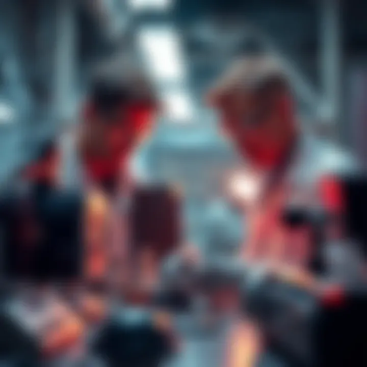 A researcher examines vintage Nazi technology equipment in a laboratory setting, showcasing the historical advancements and their influence on modern science.