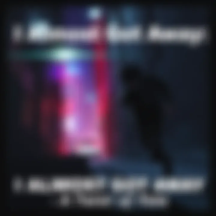 A person running away from a dark alley A figure dashes out of a shadowy alley, representing a near escape situation, with a city backdrop