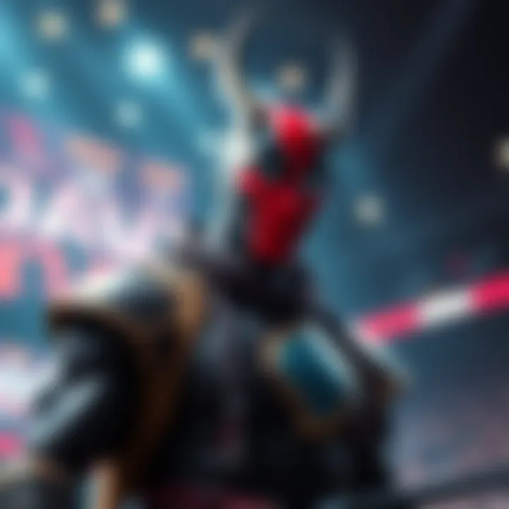 Neckvein stands confidently with a powerful presence in the MONKA arena, showing dominance and leadership.