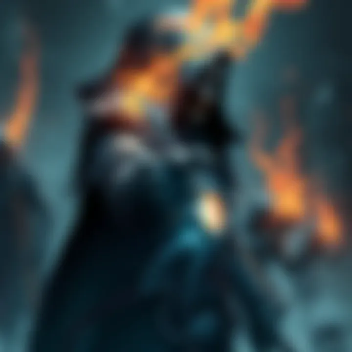 A necromancer character summoning minions in a fantasy RPG setting.