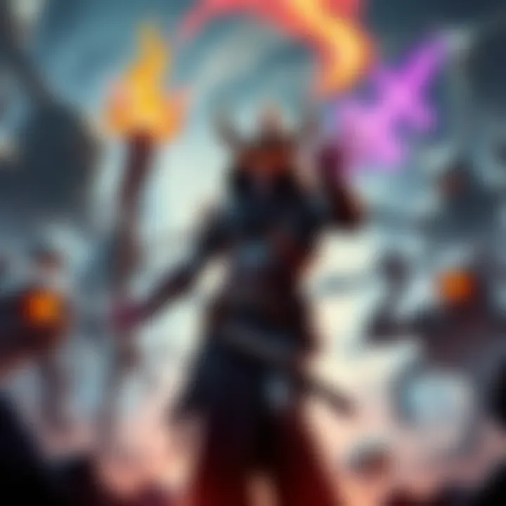 Multiplayer game featuring necromancer and summoner A screenshot of a multiplayer game displaying a necromancer summoning creatures, with vibrant graphics and engaging gameplay