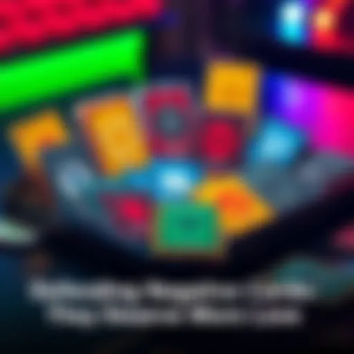 A colorful arrangement of various Negative Cards displayed on a gaming table, showcasing their unique designs and attributes, inviting discussion on their value in games.