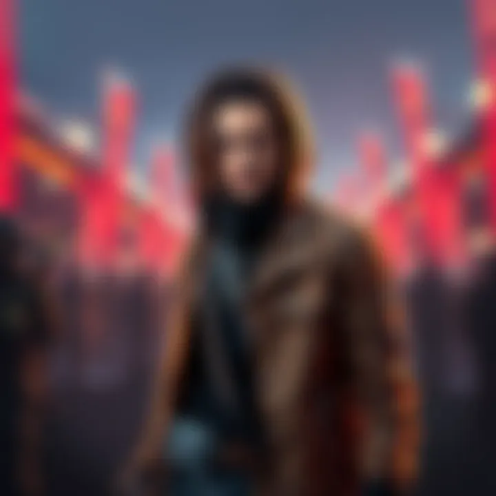 Neil Vana, a character with a mix of cultures, stands confidently at the Death Stranding event, showcasing unique design elements and Italian influences.