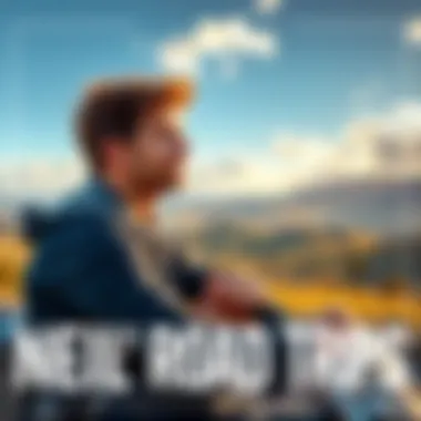 Neil's Road Trip Stops Neil taking a break at a scenic viewpoint during his road trip, looking relaxed and thoughtful.