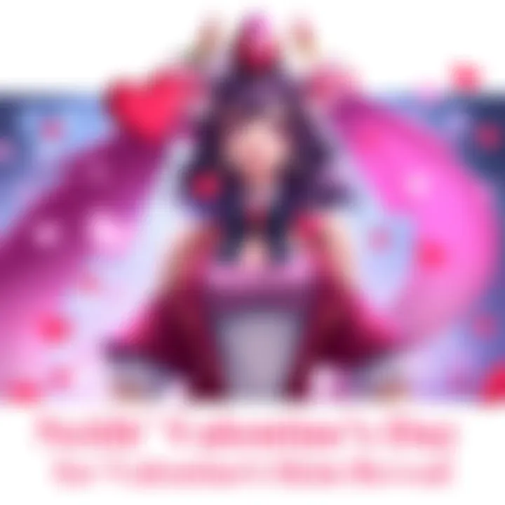 Neith Valentineโs Day Skin Concept A vibrant illustration of Neith with a Valentineโs Day theme, showcasing a romantic outfit with hearts and flowers, radiating love and charm.