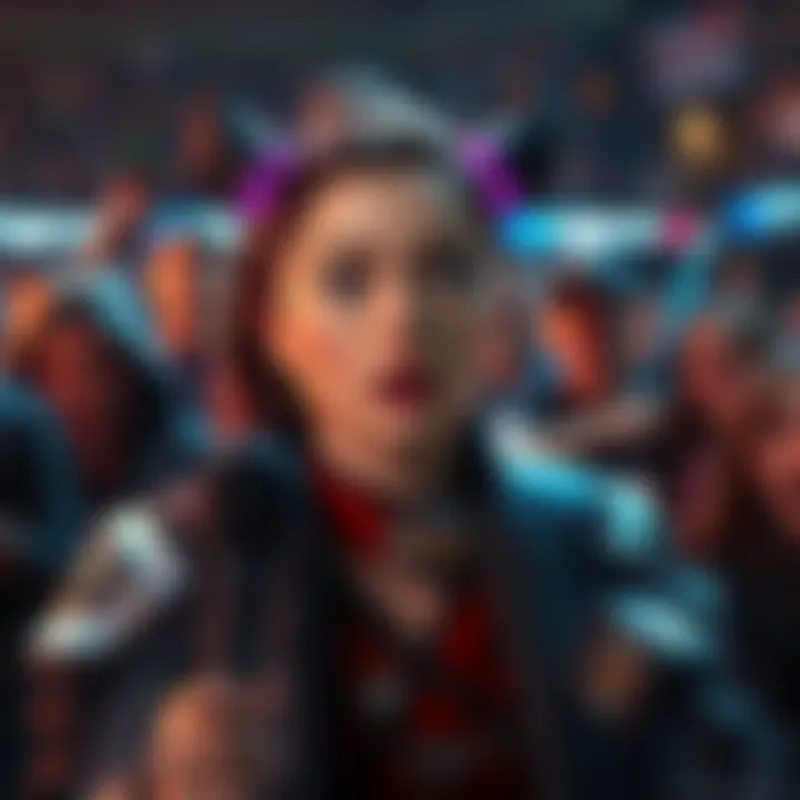 Nekkra speaks at a press conference, revealing her decision not to participate in the OWCS 2026 tournament, with fans showing mixed reactions in the background