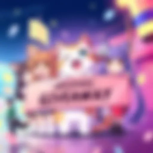 Colorful illustration of the Nekopara series characters with a giveaway banner