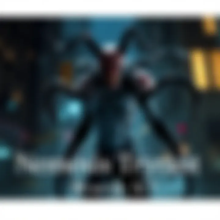 The Nemesis Tyrant character from Resident Evil in a dark urban environment, showcasing its menacing appearance with its tentacle-like appendages and fierce expression.