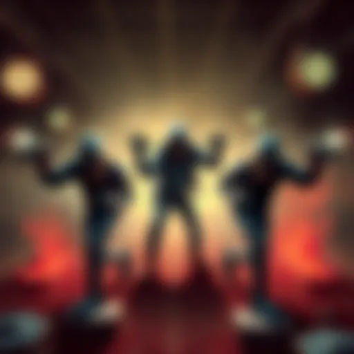 Nemesis with Three Zombies A scene showing Nemesis surrounded by three zombies in a tense chase scenario at a map resembling a meat packing plant.