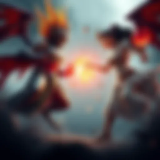 Stage 2 Nemesis and Mother Miranda Showdown A dramatic scene featuring Stage 2 Nemesis on the left and Mother Miranda on the right, both in action poses, showcasing the intense battle between these two challenging video game bosses.