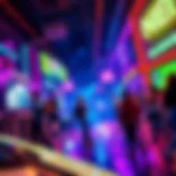 A scene from Neon Junction showcasing a vibrant gaming environment with players engaged in action