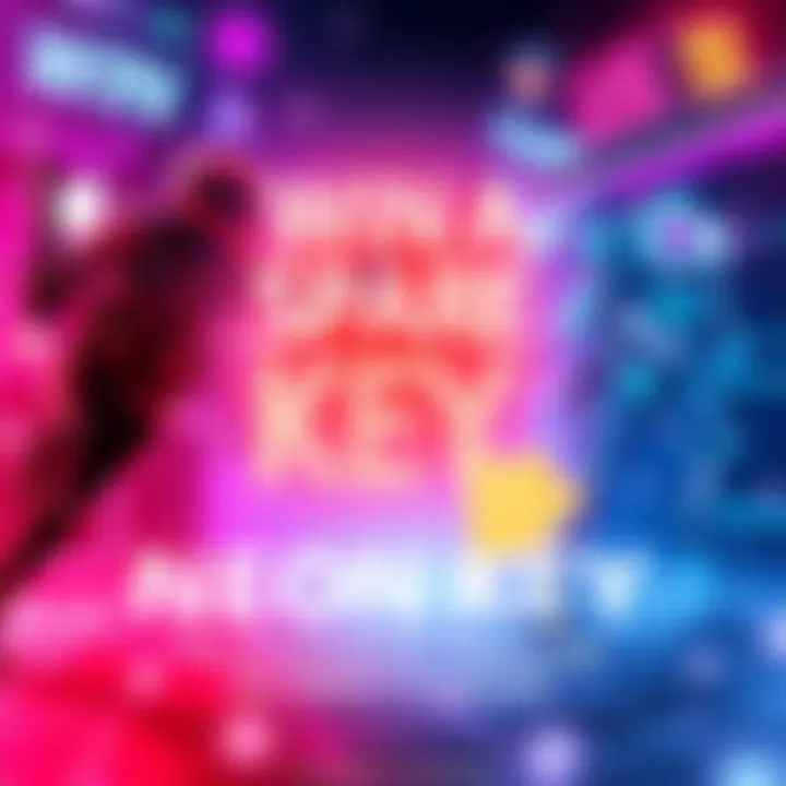 Win a Spare Key for Neon White Contest A colorful graphic inviting participants to comment their favorite video game character for a chance to win a spare key for Neon White