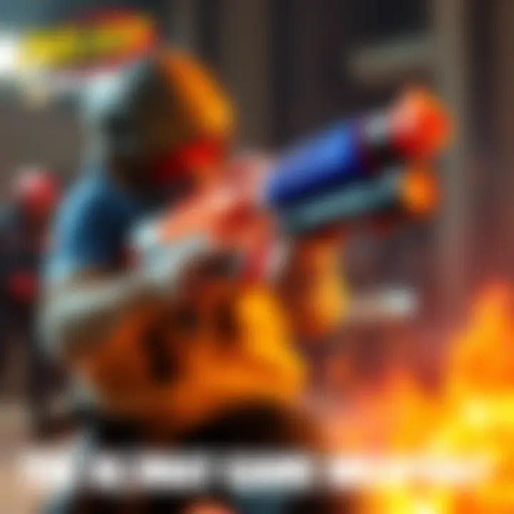 A player skillfully using a Nerf melee weapon during a game, showcasing its power and effectiveness in combat.