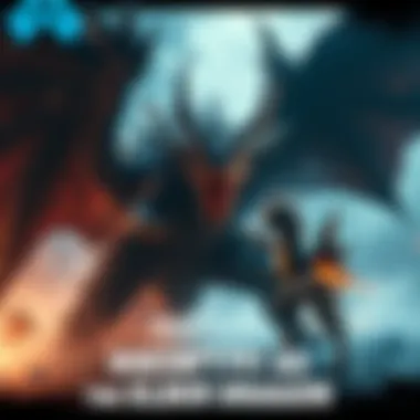 Nergigante, a large dragon-like creature with jagged black scales, is attacking another Elder Dragon in a dramatic fight.