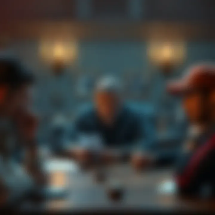 A first-time Dungeon Master looks anxious while sitting at a table surrounded by players. They have notes and dice in front of them, showing their struggle with confidence during the game.
