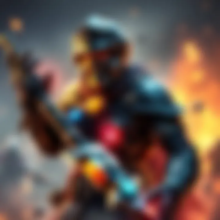 Neset Armor and Charms in Action A gaming character wearing Neset armor, showcasing colorful charms attached to it, while engaged in battle.