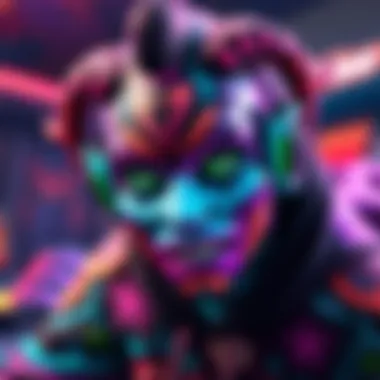 A colorful and unique alter skin design with vibrant patterns and features, showcasing its distinct look in a gaming setting.