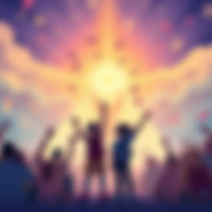 New Beginnings Celebration A vibrant illustration symbolizing hope and community spirit