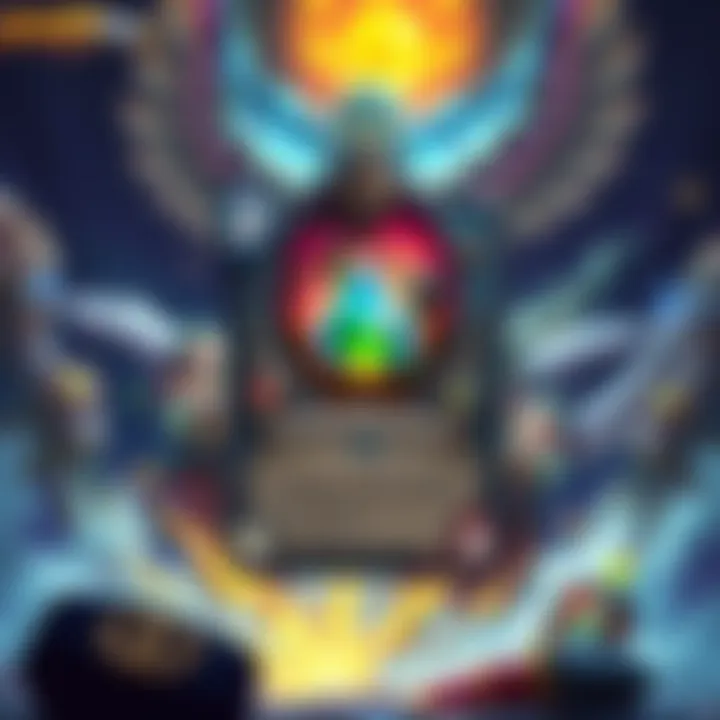 A vibrant card from a card game featuring fantasy characters and symbols, showcasing the excitement of new gameplay elements.