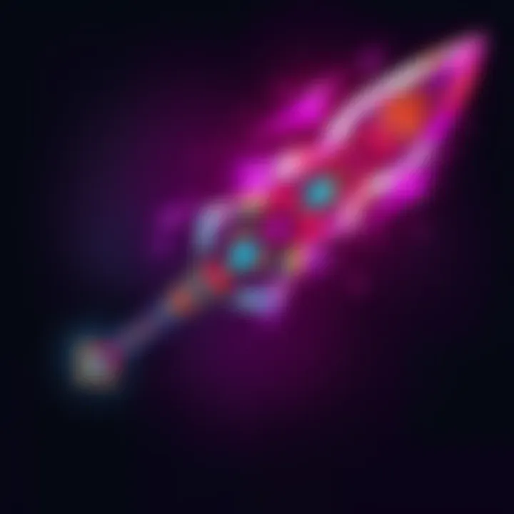 A colorful illustration of a new dagger skin with various designs, showcasing its potential features, sparking interest among the gaming community.