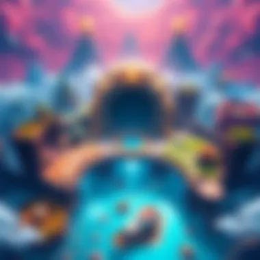 New DLC Levels Overview A vibrant illustration showing six new game levels with a central HUB area, featuring diverse terrains and structures.