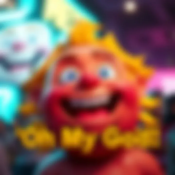 A vibrant graphic showcasing the new emote 'Oh My God' with expressive facial features, conveying excitement and surprise.