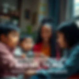 A family group discussing changes to their sharing accounts with concerned expressions