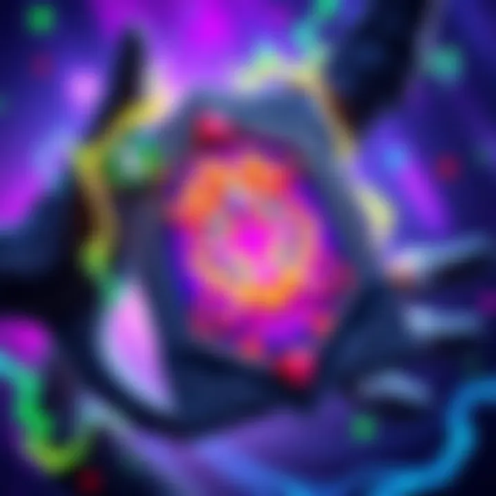 A close-up view of the Fel Infusion card showcasing its vibrant design and unique symbols