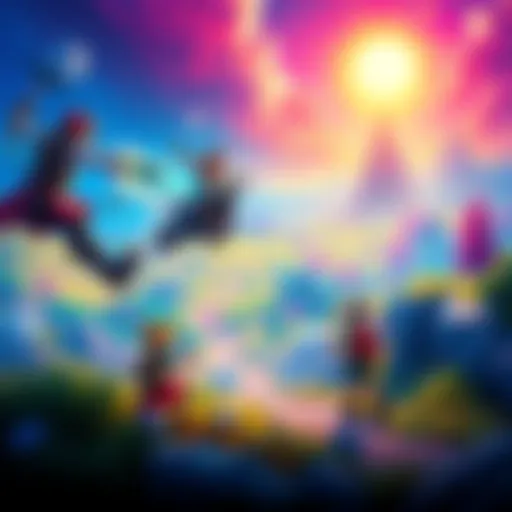 A colorful scene from a new game showing vibrant landscapes and characters in action.