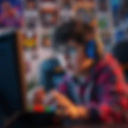 New Gamer Seeking Tips A young gamer looking at a gaming console with excitement, surrounded by video game posters and accessories, expressing curiosity about a souls-like game.