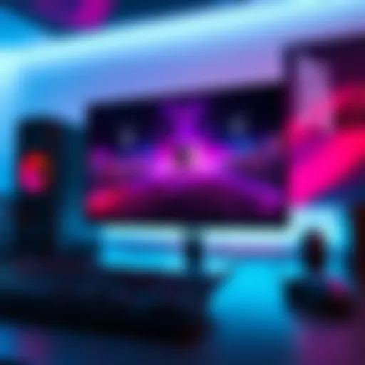A budget-friendly PC gaming setup with a monitor displaying a game at 1440p resolution, showcasing a keyboard and mouse.