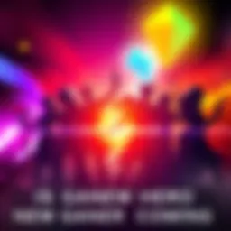 An exciting graphic showing silhouettes of new gaming heroes with bright colors and dynamic poses, set against a vibrant background.