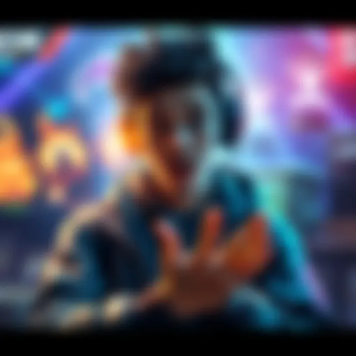 A gamer showcasing an unfamiliar skin at level 230, with a surprised expression and vibrant game graphics in the background.