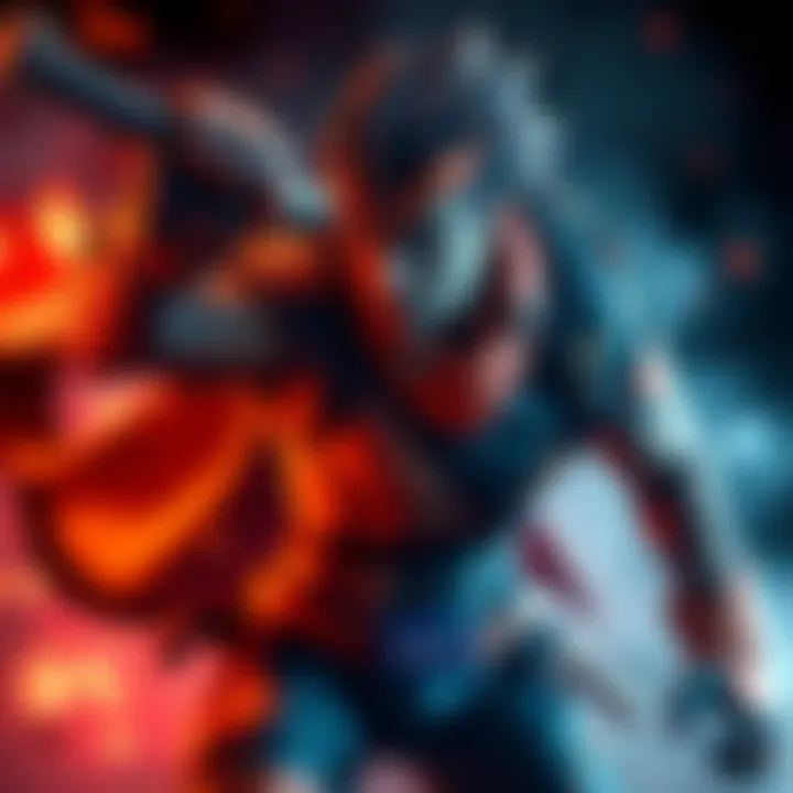 A fierce character showcasing strength and determination, ready for battle, with intense colors and a dynamic pose.