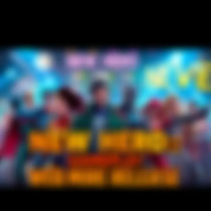 A group of diverse heroic characters standing together, excited about upcoming gameplay updates, with a vibrant gaming background.