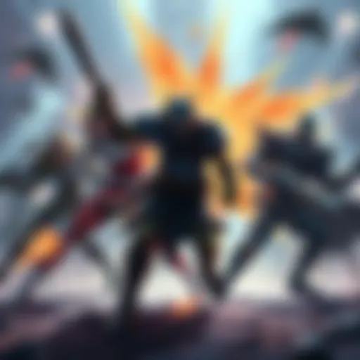 A group of new game heroes showcasing their unique abilities in a dynamic battle scene