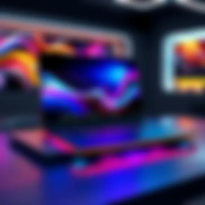 A futuristic laptop with a unique design and innovative features displayed on a table