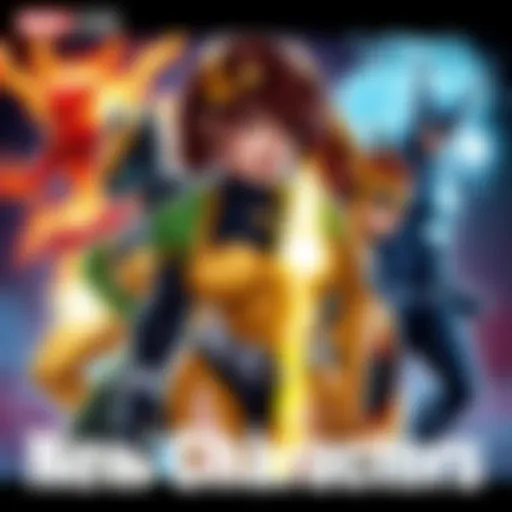 A fan illustration showcasing new Marvel characters like Sunfire and Genesis, highlighting their unique powers and vibrant designs compared to older characters like Gambit and Juggernaut.