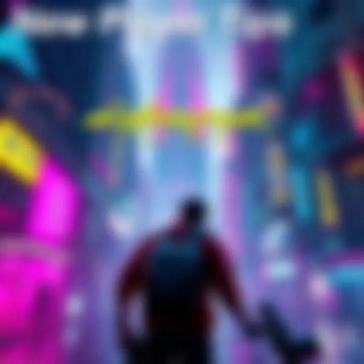 A vibrant scene showcasing a new player exploring the futuristic world of Cyberpunk 2077, filled with neon lights and towering buildings.