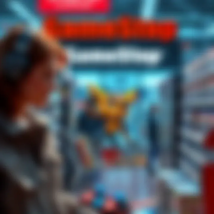 A shopper displaying new PS5 games including Ratchet & Clank, Astro Bot, and The Last of Us at GameStop