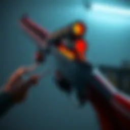 A new shotgun with a high placement on the back, showcasing its unique design.