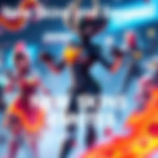 A display of colorful new skins, sidekicks, and emotes for players, highlighting their fresh designs and styles.