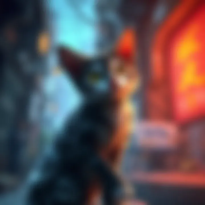 New Stray Adventure Loading Screen The loading screen for Two Strays showing a cat in an urban setting, hinting at new adventures for players.