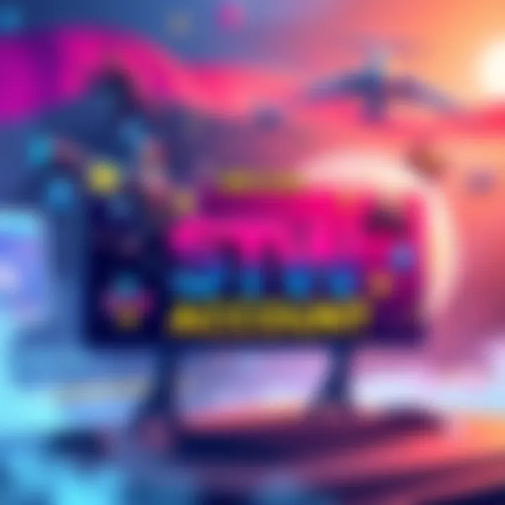 New STW Account Banner An illustration showcasing a vibrant banner representing a new STW account with various colorful elements and symbols related to gaming.