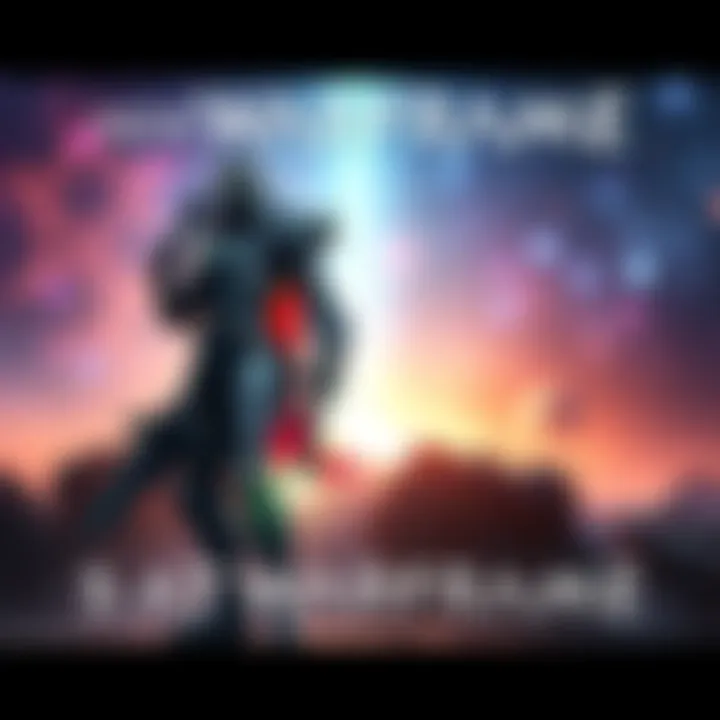 A striking image of the latest Warframe character standing in a dynamic pose, showcasing its unique armor and weapons against a cosmic backdrop.